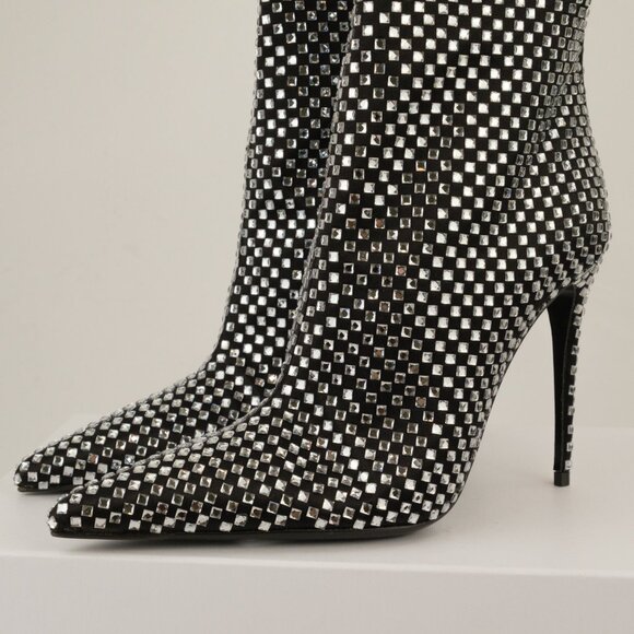 Dolce & Gabbana Lollo Knee-High Crystal-Embellished Stiletto Boots, Black, EU 36 - Picture 5 of 15